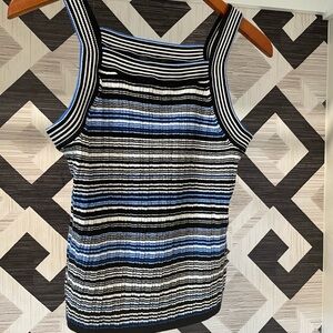 White House Black Market Black and White Striped Top